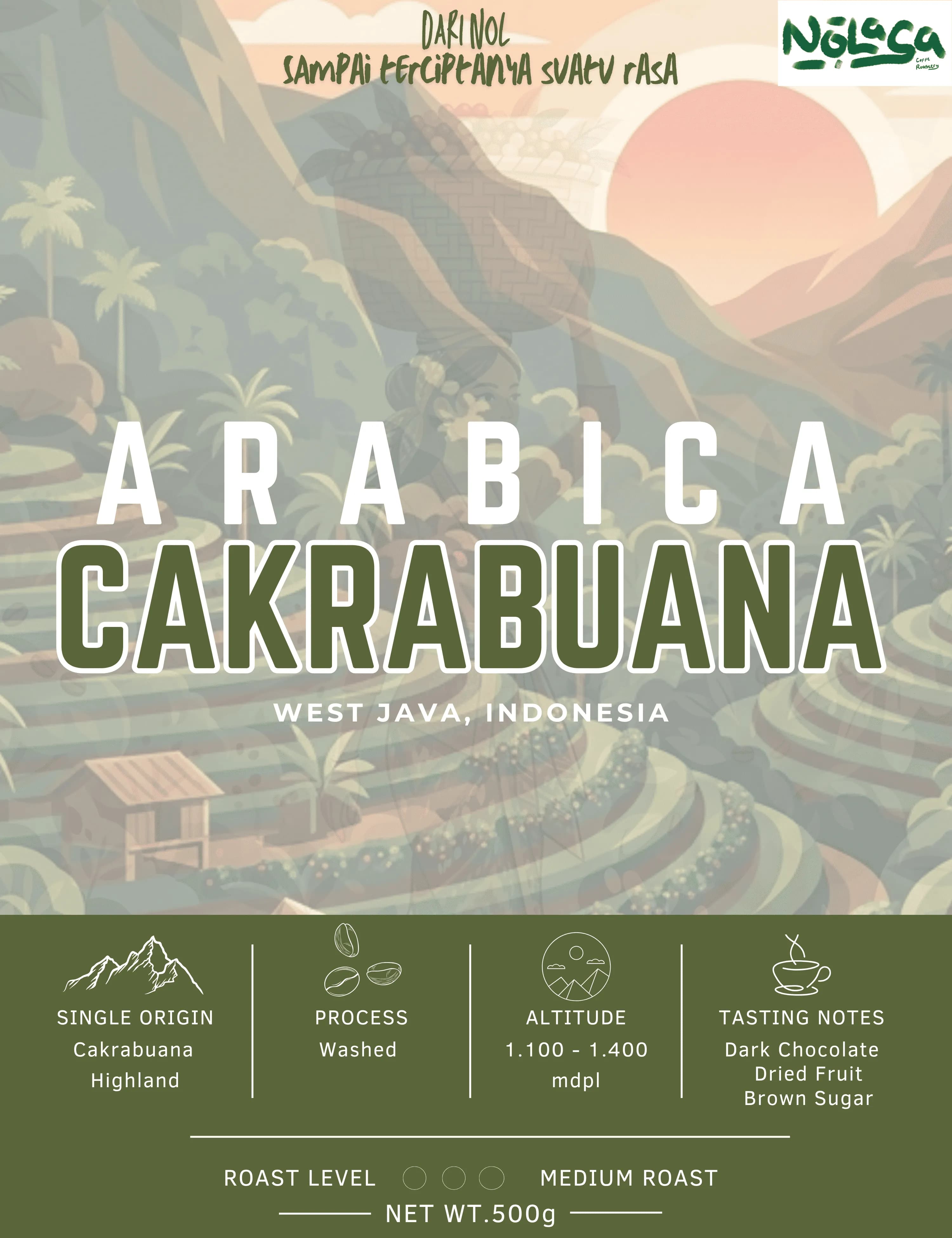 Kemasan kopi specialty CAKRABUANA dari Sumedang, java Barat